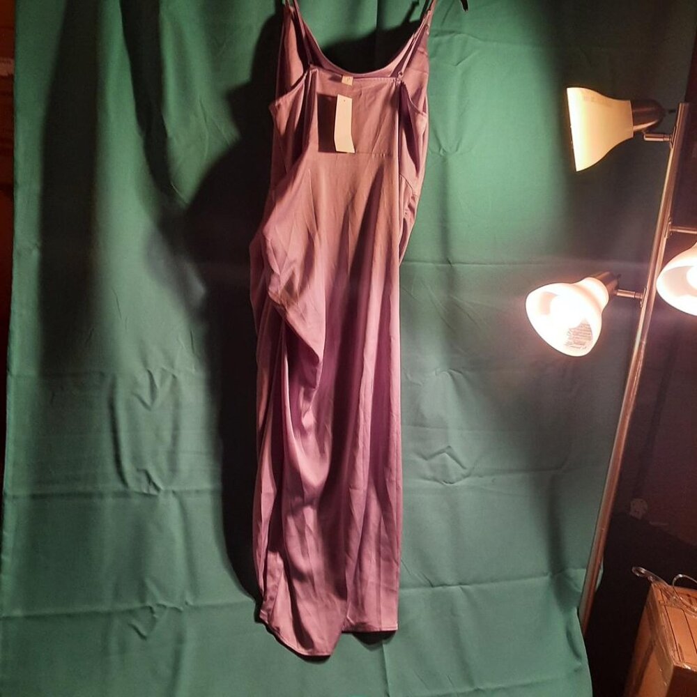 NEW ! Floerns Satin Spaghetti Strap Cowl Neck Wrap Party Dress champane Size XXL